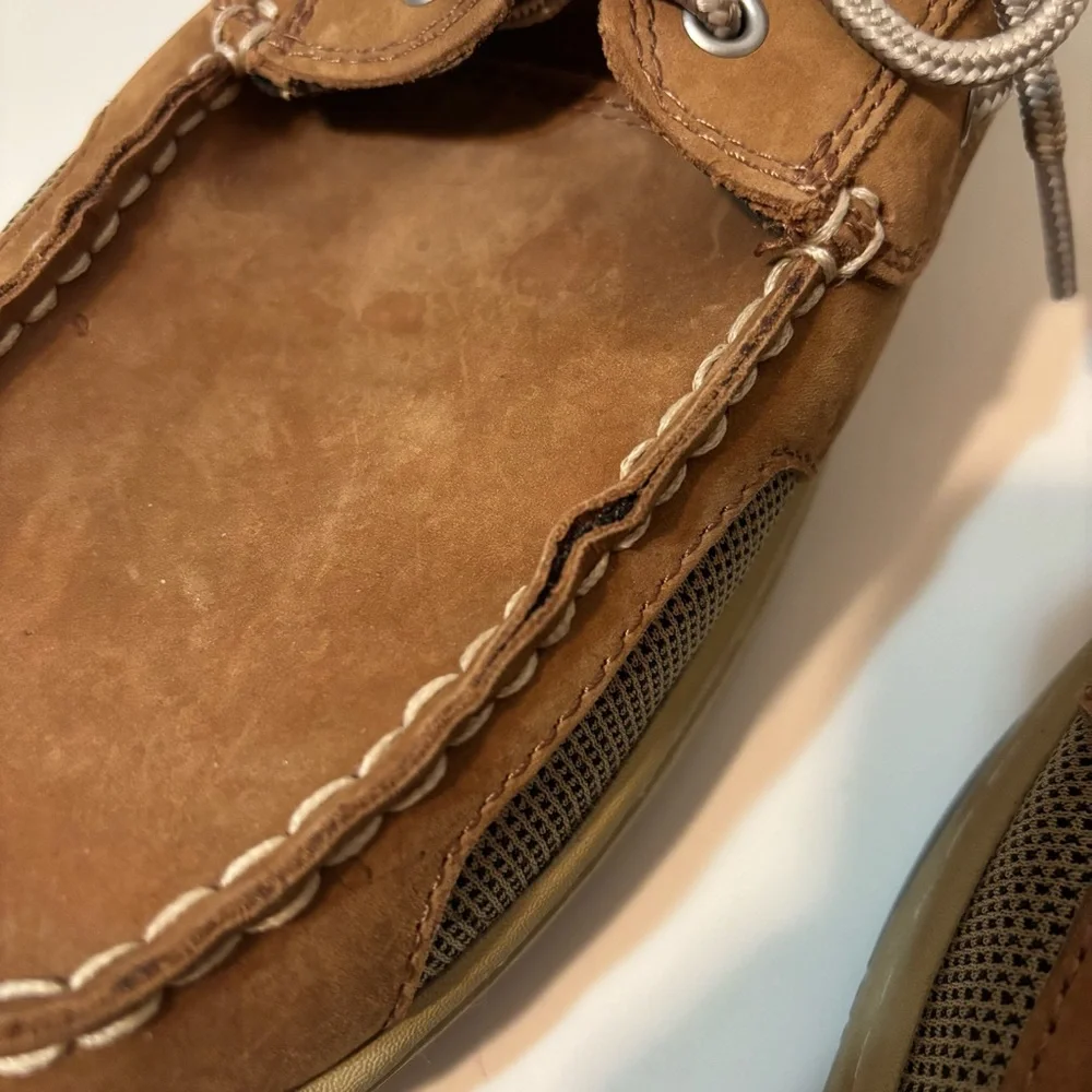 Magellan Outdoors Men's Laguna Madre Brown Tan Leather Boat Shoes Size 12E